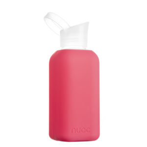 NUOC Silicone sleeved glass water bottle 500ml in Fuchsia