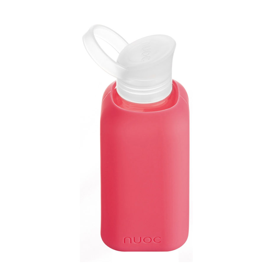 NUOC Silicone sleeved glass water bottle 500ml in Fuchsia