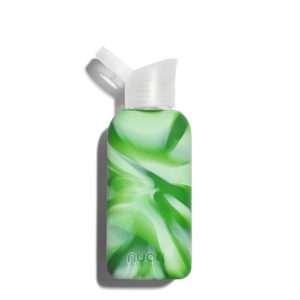 NUOC Silicone sleeved glass water bottle 500ml in green