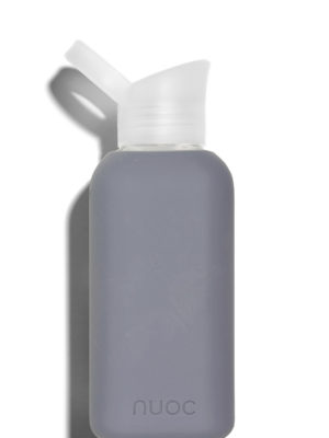 NUOC Silicone sleeved glass water bottle 500ml in Grey