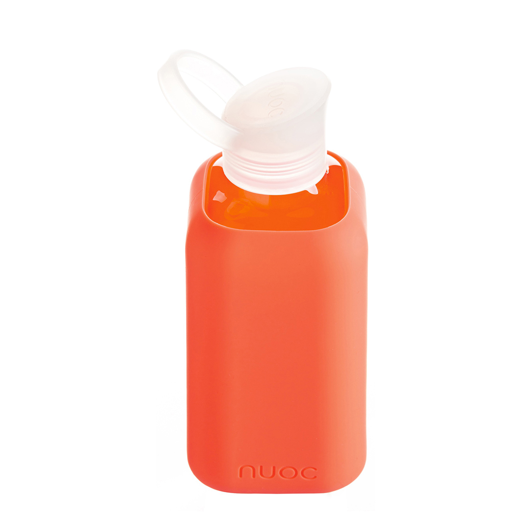 NUOC vannflaske i glass - orange fluor