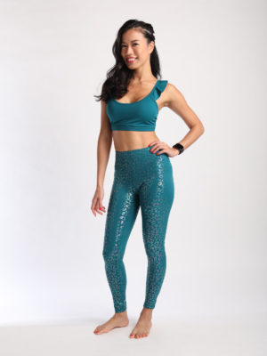 Leah Holographic Leopard Tights made from recycled water bottles