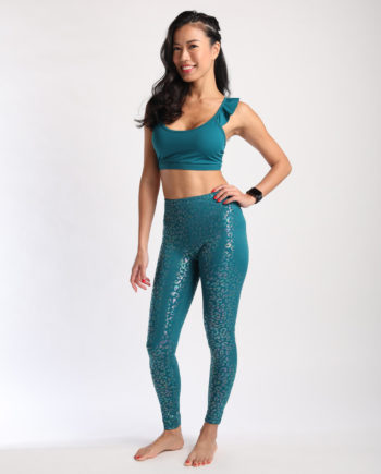 Leah Holographic Leopard Tights made from recycled water bottles