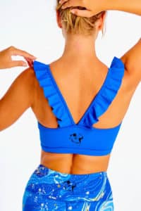 Midnight Love - blue sport bra with ruffles